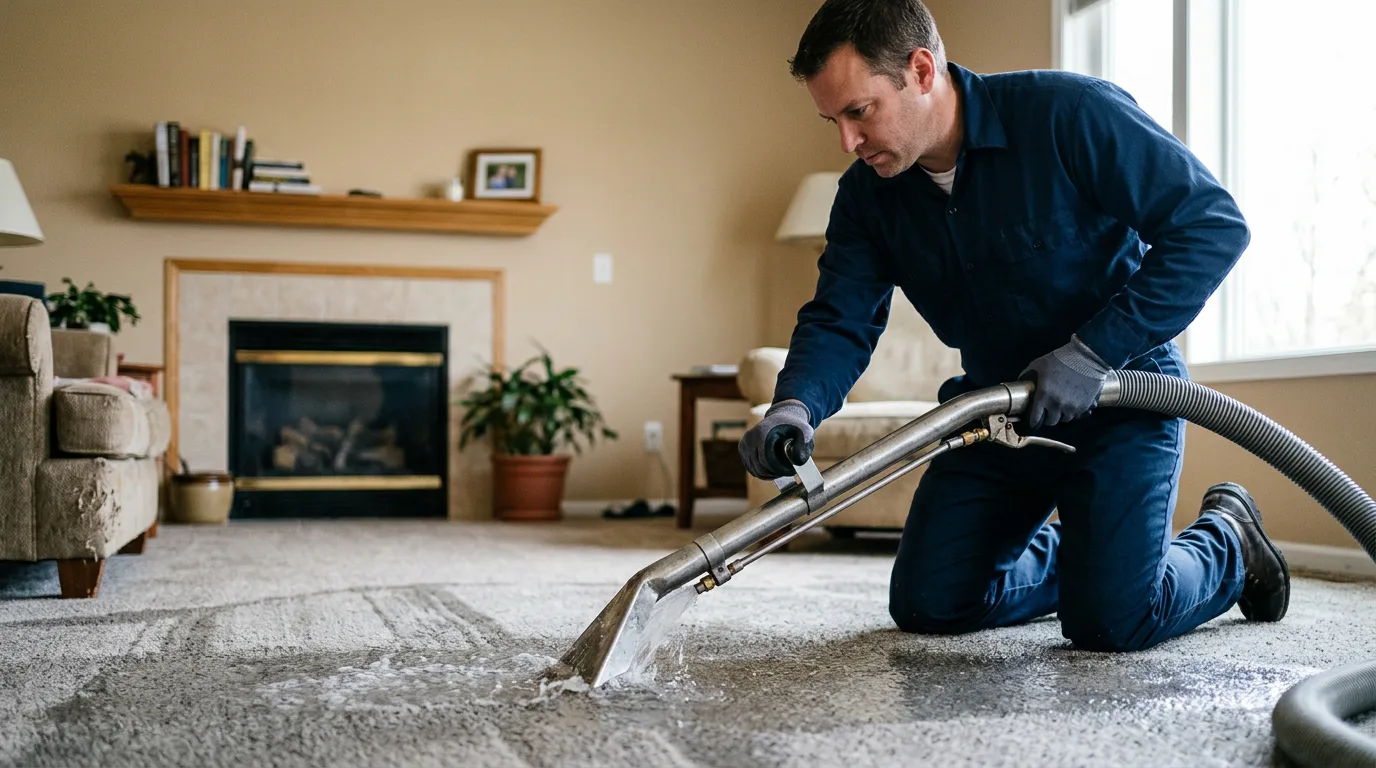 Water damage restoration technician working near Orient, ME